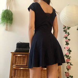 SOLD - Hollister Dark Navy Lacy A-line V-neck Dress